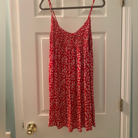 Lulu’s Sweet Talk Me Red Floral Print Smocked Mini Dress M - Picture 5 of 10